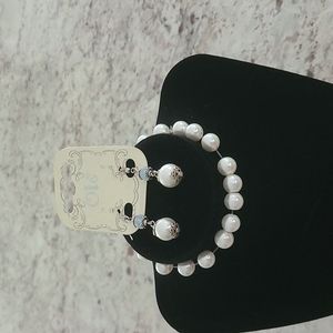 Ole Pearl Color Earring and Bracelet Set